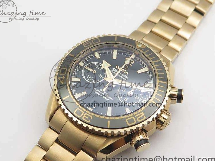 0328 Seamaster Pro Chrono RG Best Edition Black Ceramic Black Dial On RG Bracelet A ComfortFit 8130